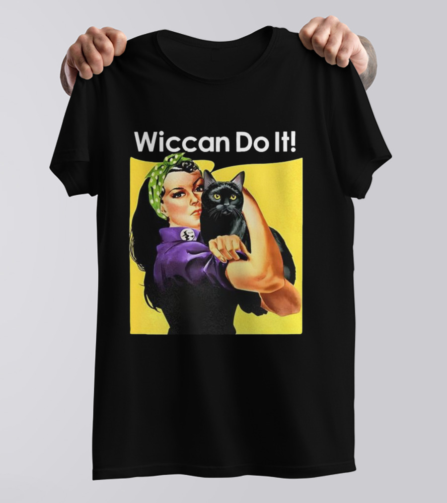 Wiccan Do It Rosie The Riveter Black Cat Magic Empowerment T-Shirt