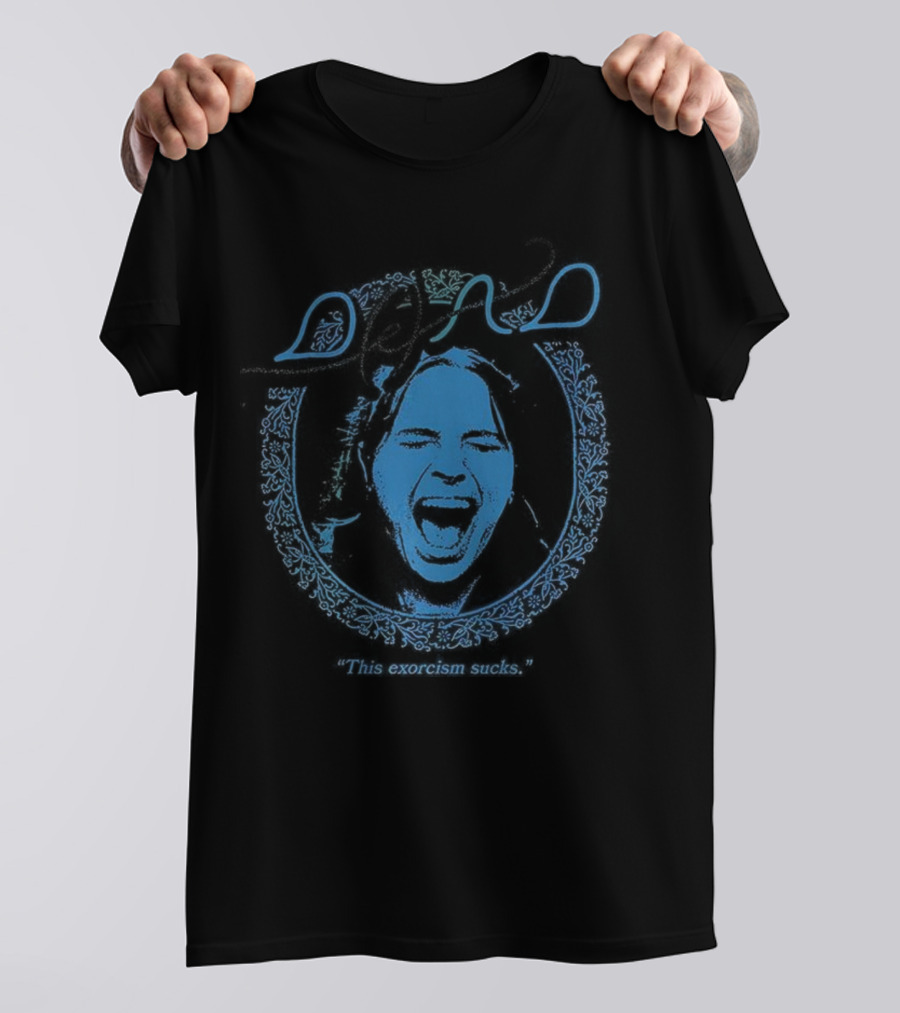 Wolfe Dead Exorcism Sucks Distorted Face Blue Design T-Shirt