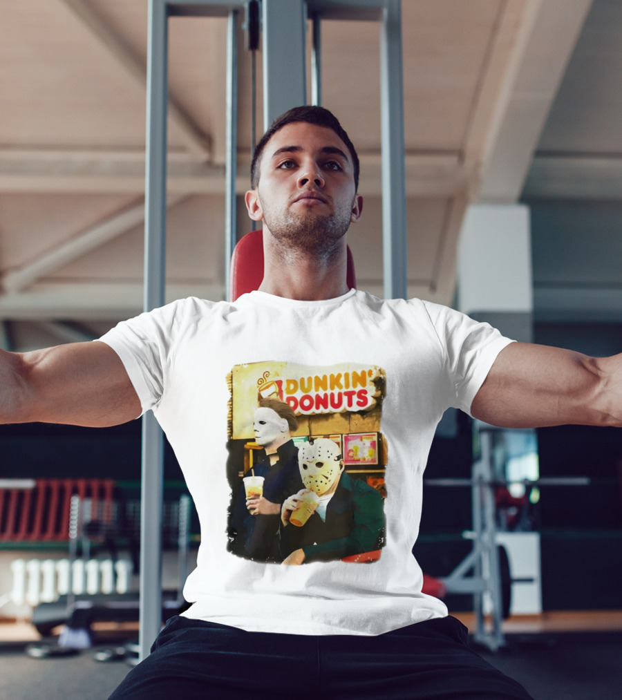 Dunkin Donuts Halloween Michael Jason Horror Movie Funny T-Shirt