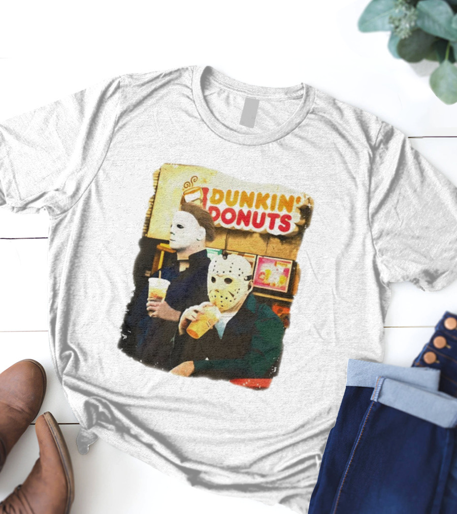 Dunkin Donuts Halloween Michael Jason Horror Movie Funny T-Shirt