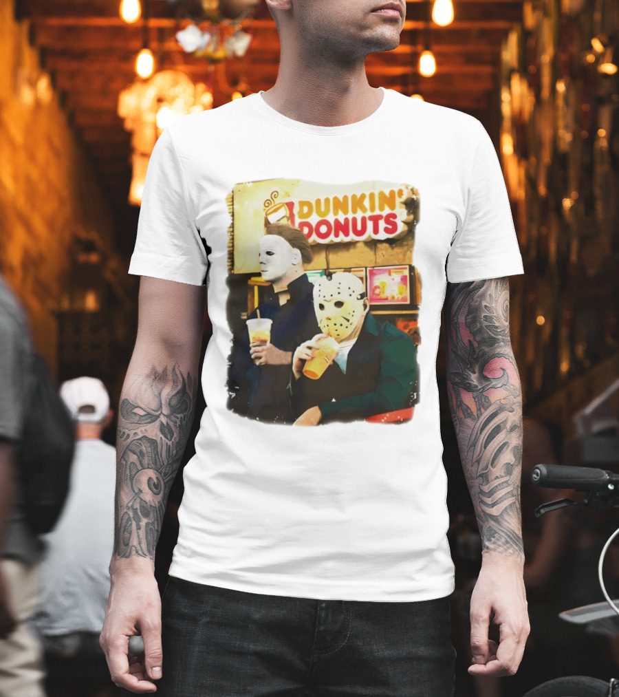Dunkin Donuts Halloween Michael Jason Horror Movie Funny T-Shirt