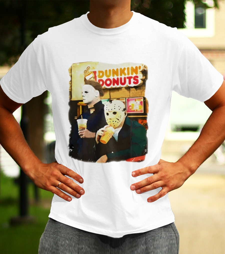 Dunkin Donuts Halloween Michael Jason Horror Movie Funny T-Shirt