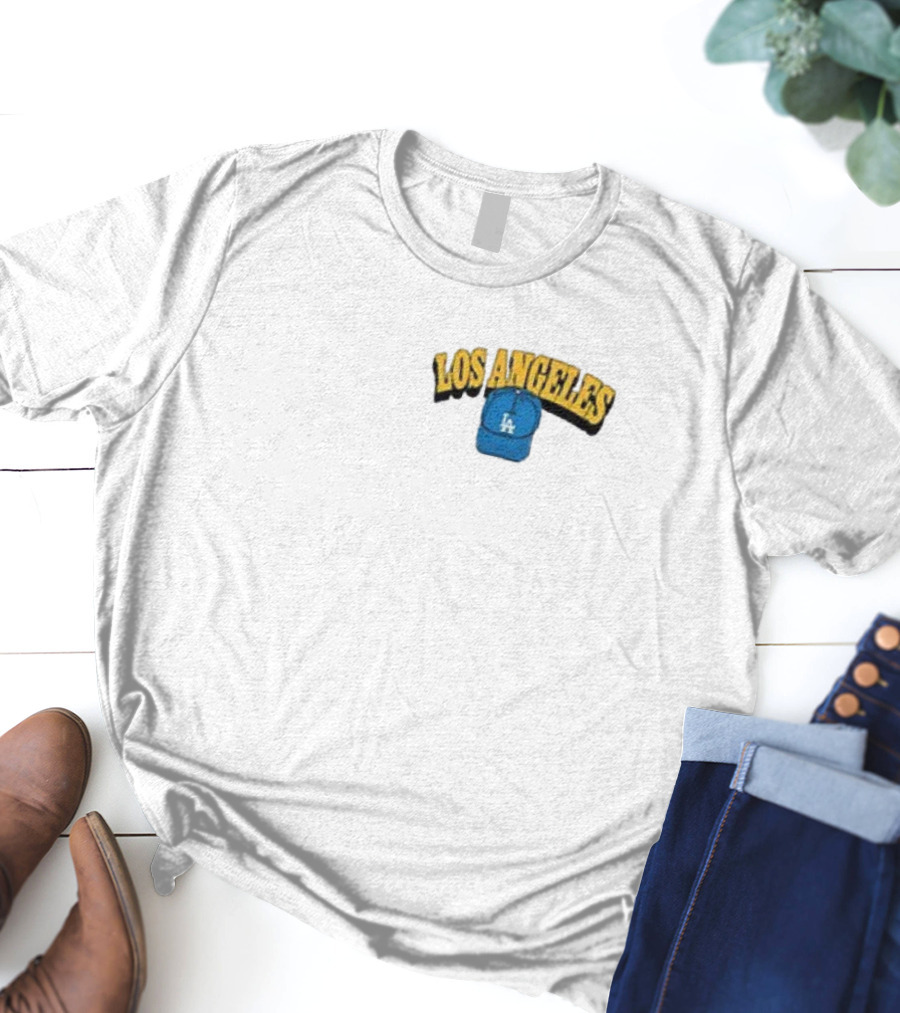 Los Angeles Dodgers LA Cap Shadow Retro Style T-Shirt