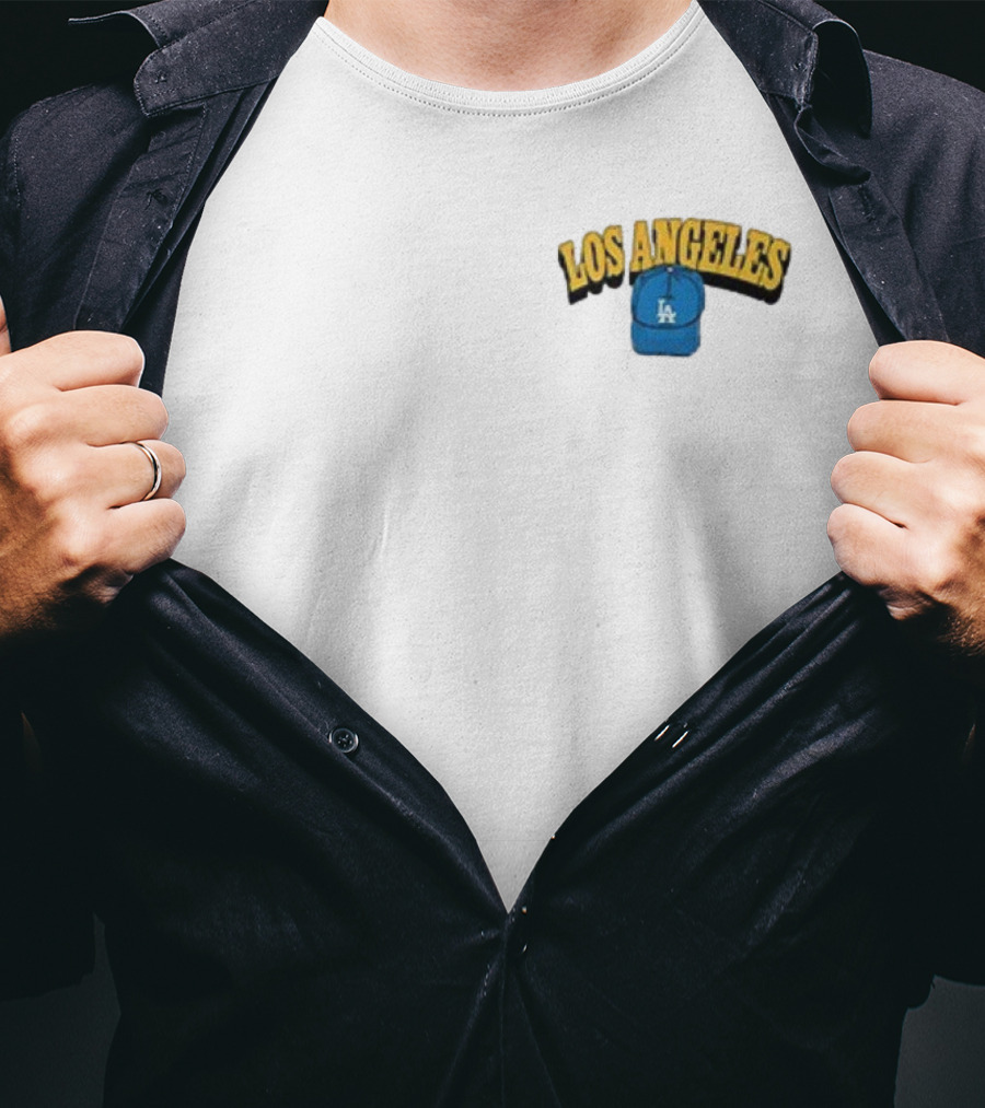 Los Angeles Dodgers LA Cap Shadow Retro Style T-Shirt