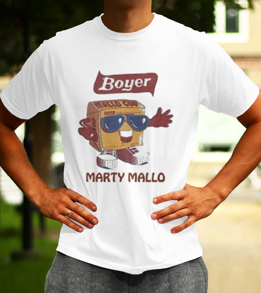 Boyer Mallo Cup Marty Mallo Character With Sunglasses T-Shirt