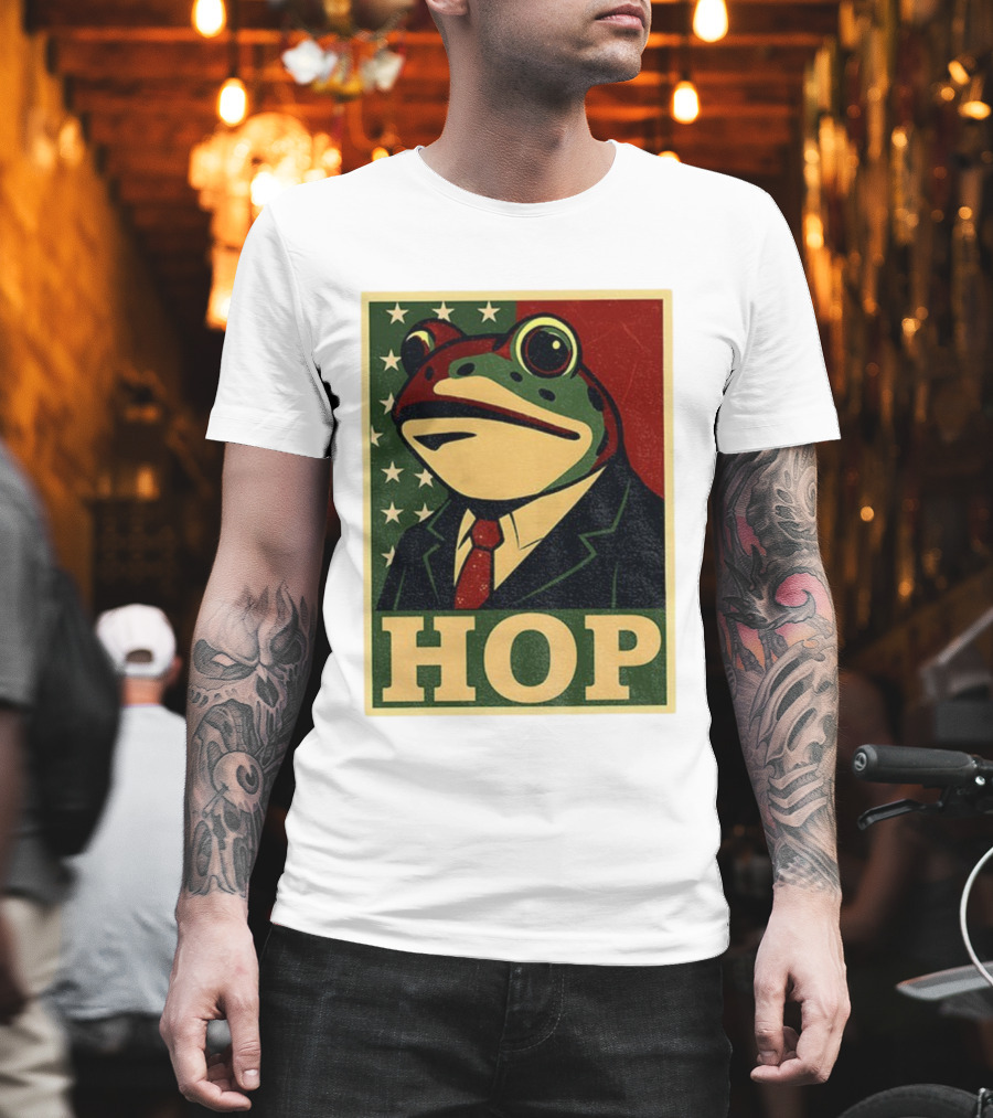 Frog HOP Portland Protest Anti ICE Anti Fascism American Flag T-Shirt