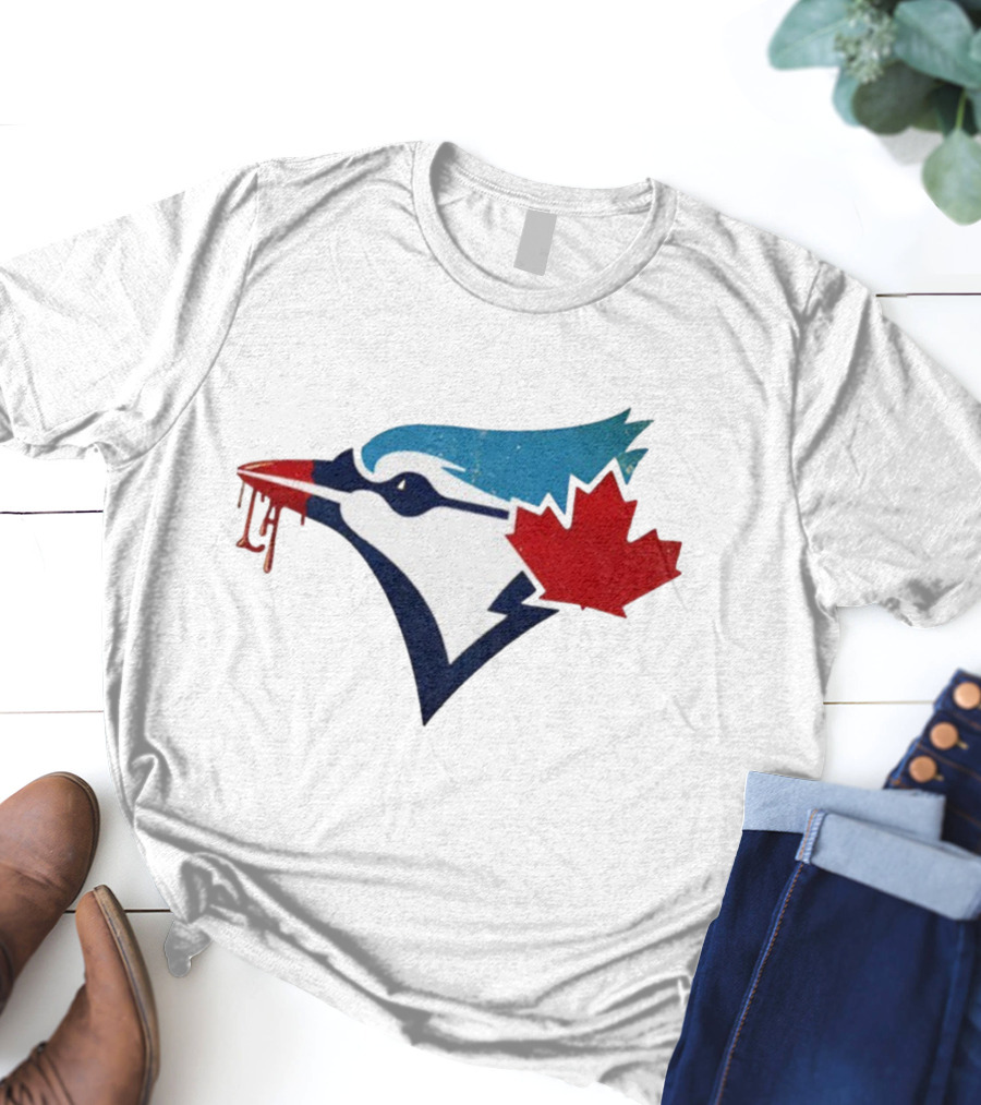 Toronto Blue Jays Dripping Maple Leaf Bird Emblem T-Shirt