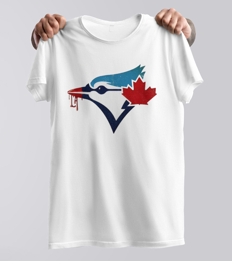 Toronto Blue Jays Dripping Maple Leaf Bird Emblem T-Shirt