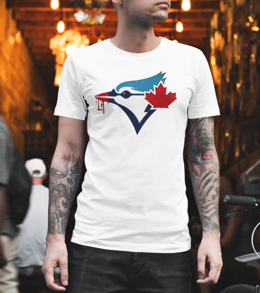Toronto Blue Jays Dripping Maple Leaf Bird Emblem T-Shirt