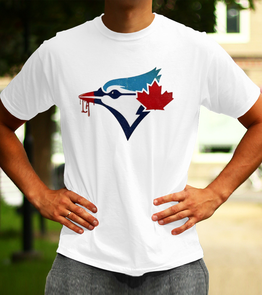Toronto Blue Jays Dripping Maple Leaf Bird Emblem T-Shirt