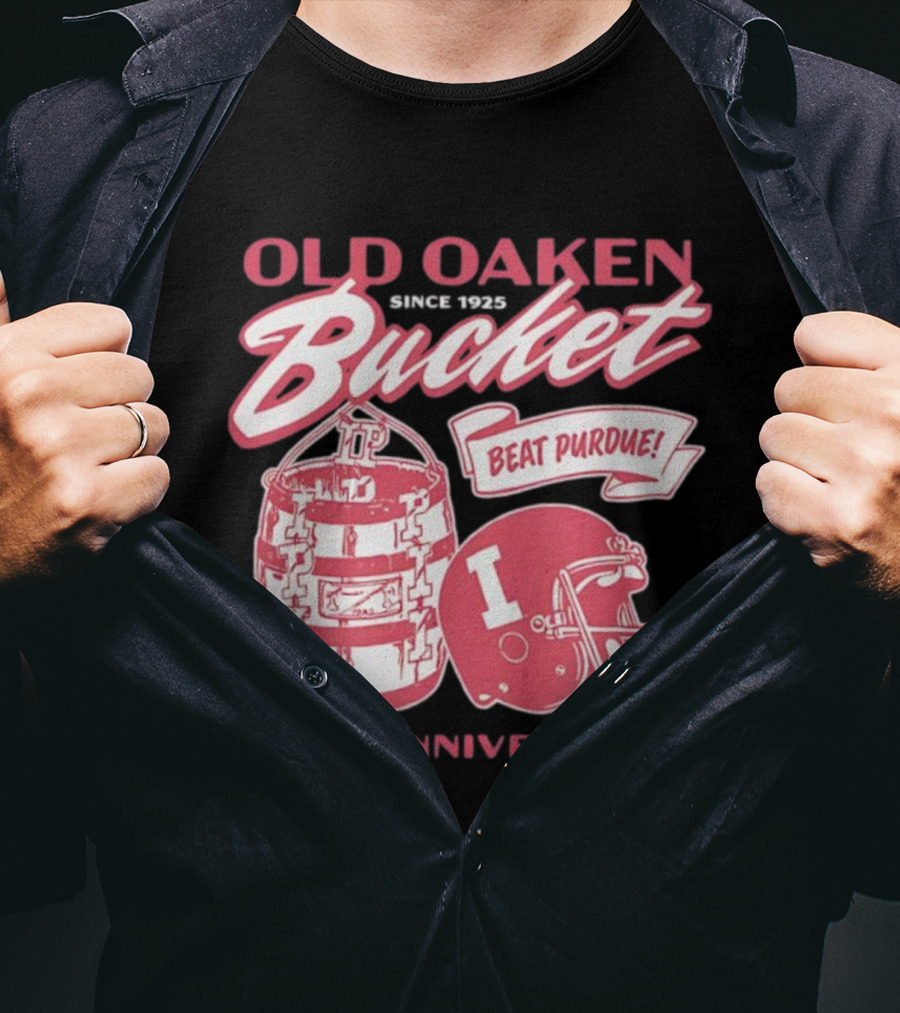 Old Oaken Bucket Indiana Hoosiers 100th Anniversary Beat Purdue Helmet T-Shirt