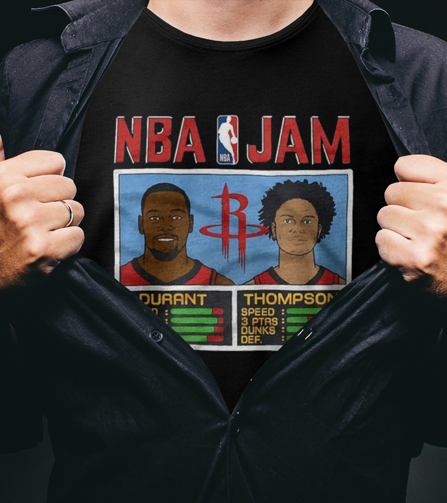 Kevin Durant Amen Thompson Houston Rockets NBA Jam Retro Style T-Shirt