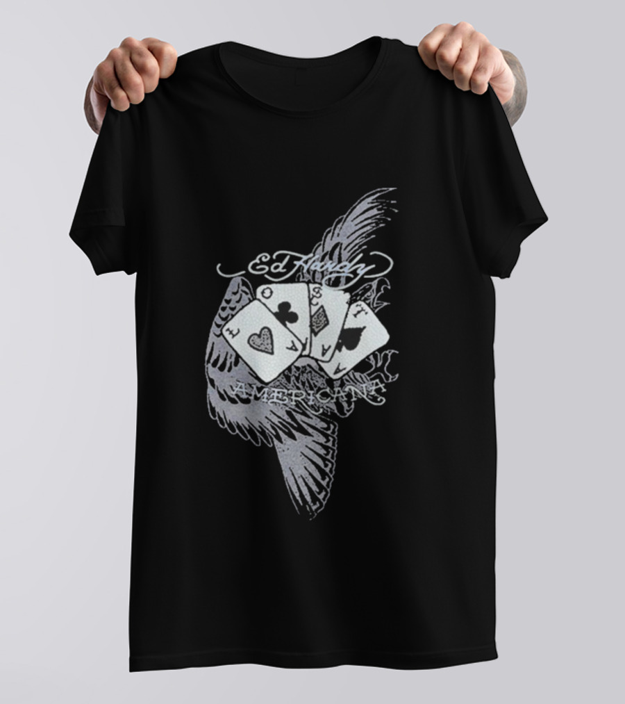 Ed Hardy Lost Cards Americana Rhinestone Rib Machine Gun Kelly Collaboration T-Shirt