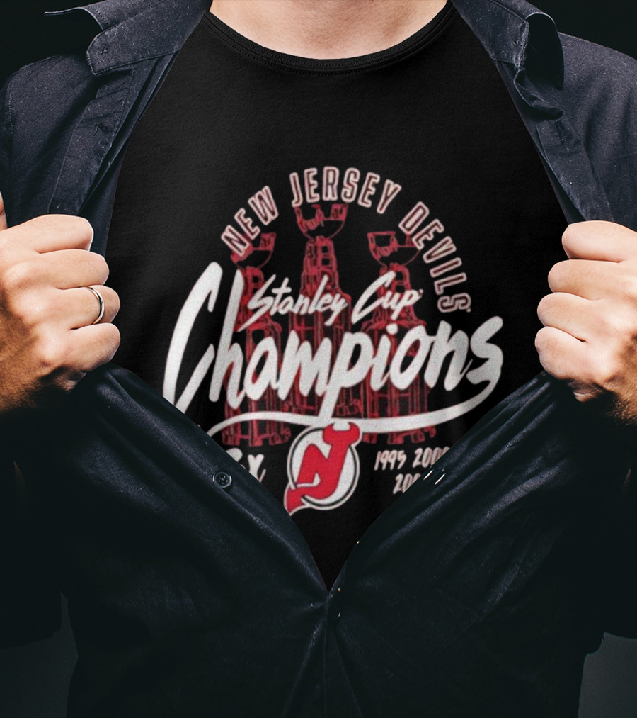 New Jersey Devils Stanley Cup Champions 3x 1995 2000 2003 T-Shirt