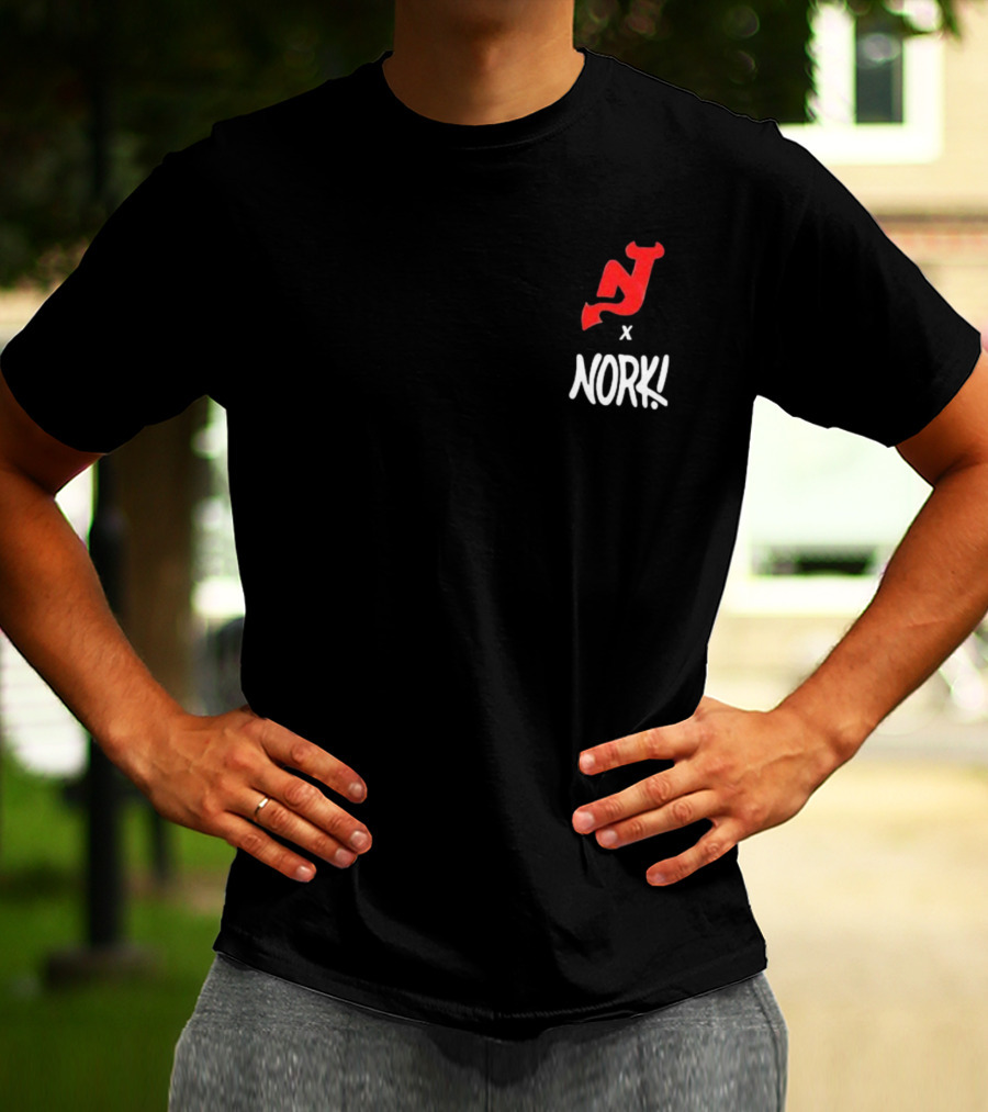 New Jersey Devils X Nork Los Diablos Collaboration Red NJ Logo T-Shirt