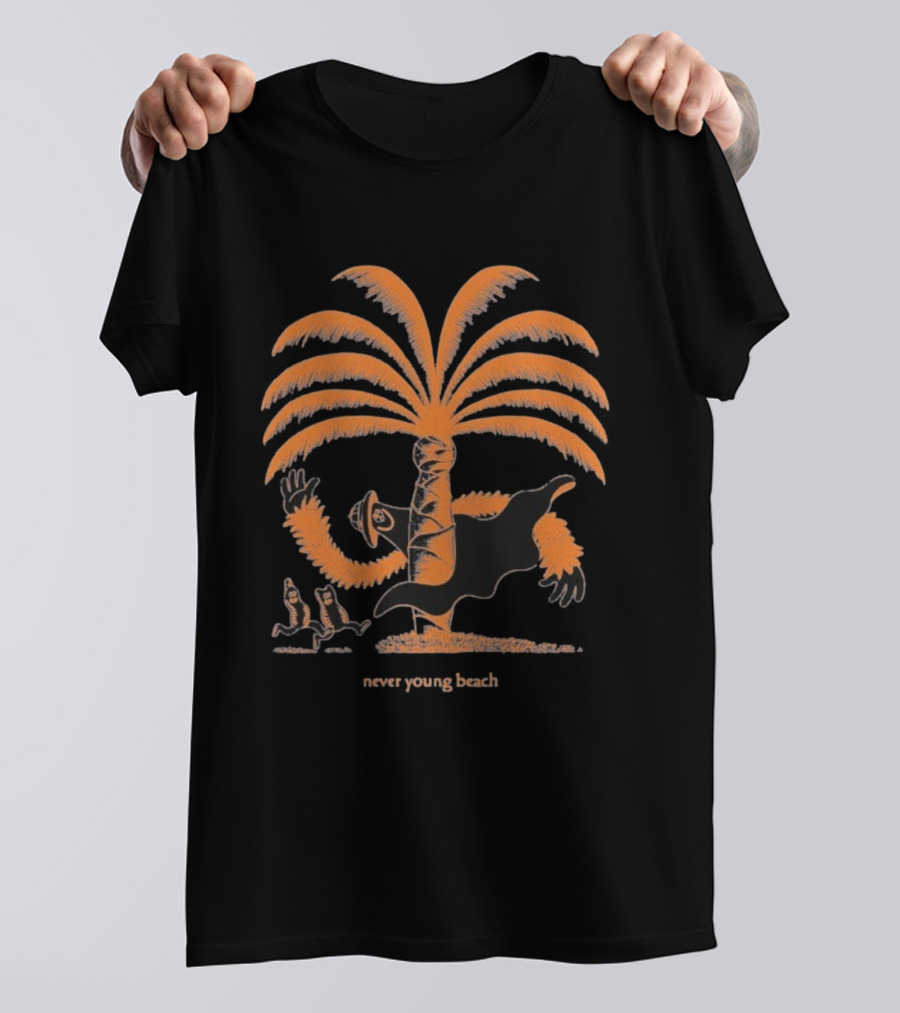 Never Young Beach Ghost Palm Tree Design Yashinoki T-Shirt