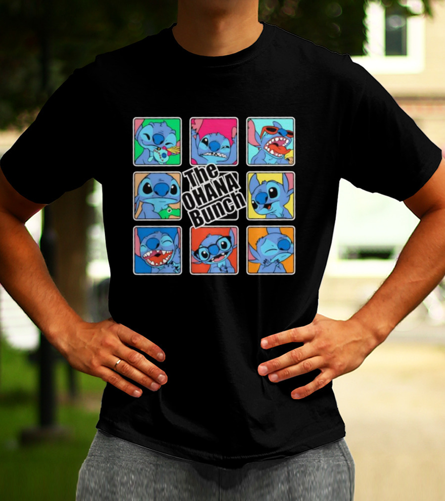 The OHANA Bunch Stitch Nine Panel Grid Colorful Expressions T-Shirt