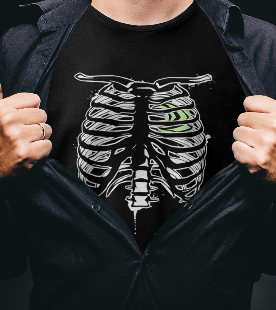 X Ray Chest NVIDIA Heart In Green Rib Cage T-Shirt