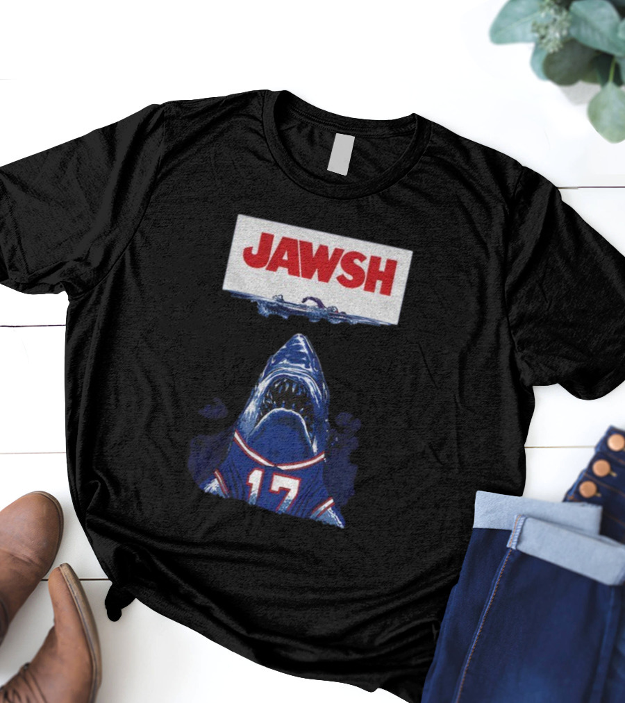 Buffalo Bills Josh Allen 17 Jawsh Jaws Pop Culture Mashup T-Shirt