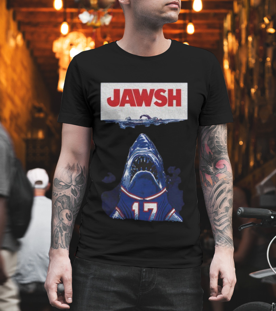 Buffalo Bills Josh Allen 17 Jawsh Jaws Pop Culture Mashup T-Shirt