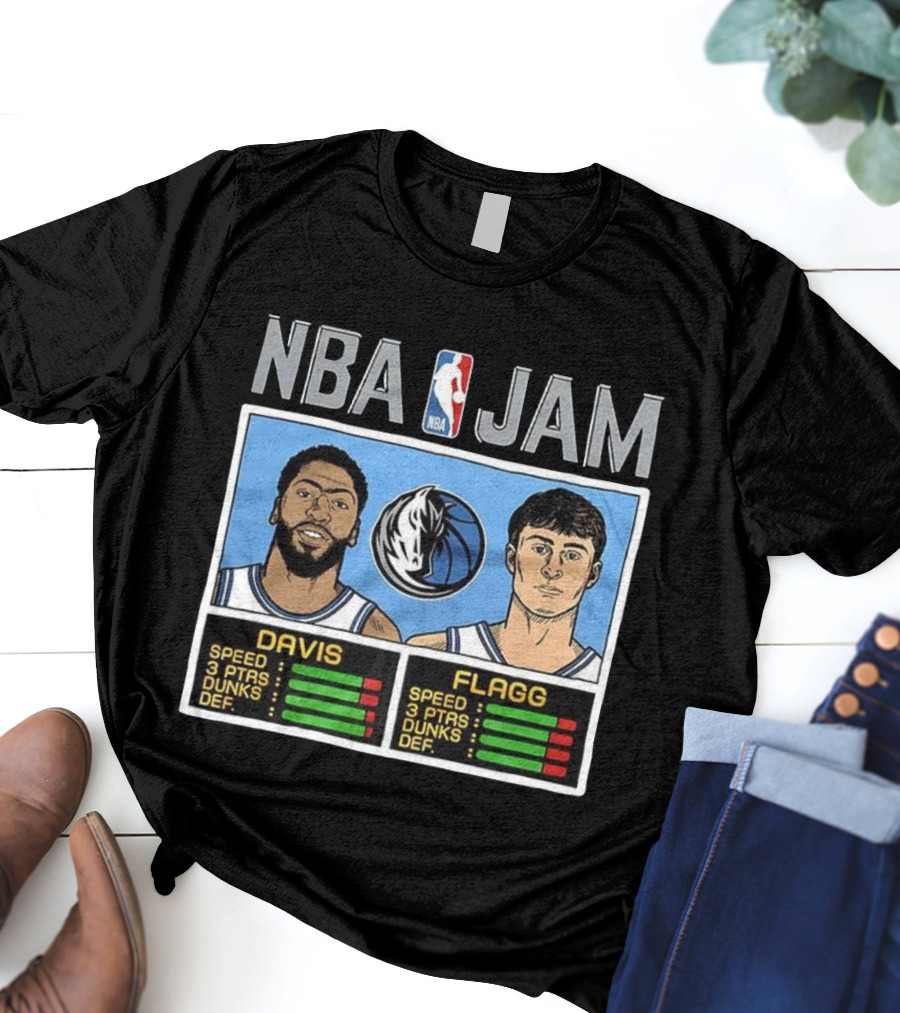 Anthony Davis Cooper Flagg NBA Jam Dallas Mavericks Retro Style T-Shirt