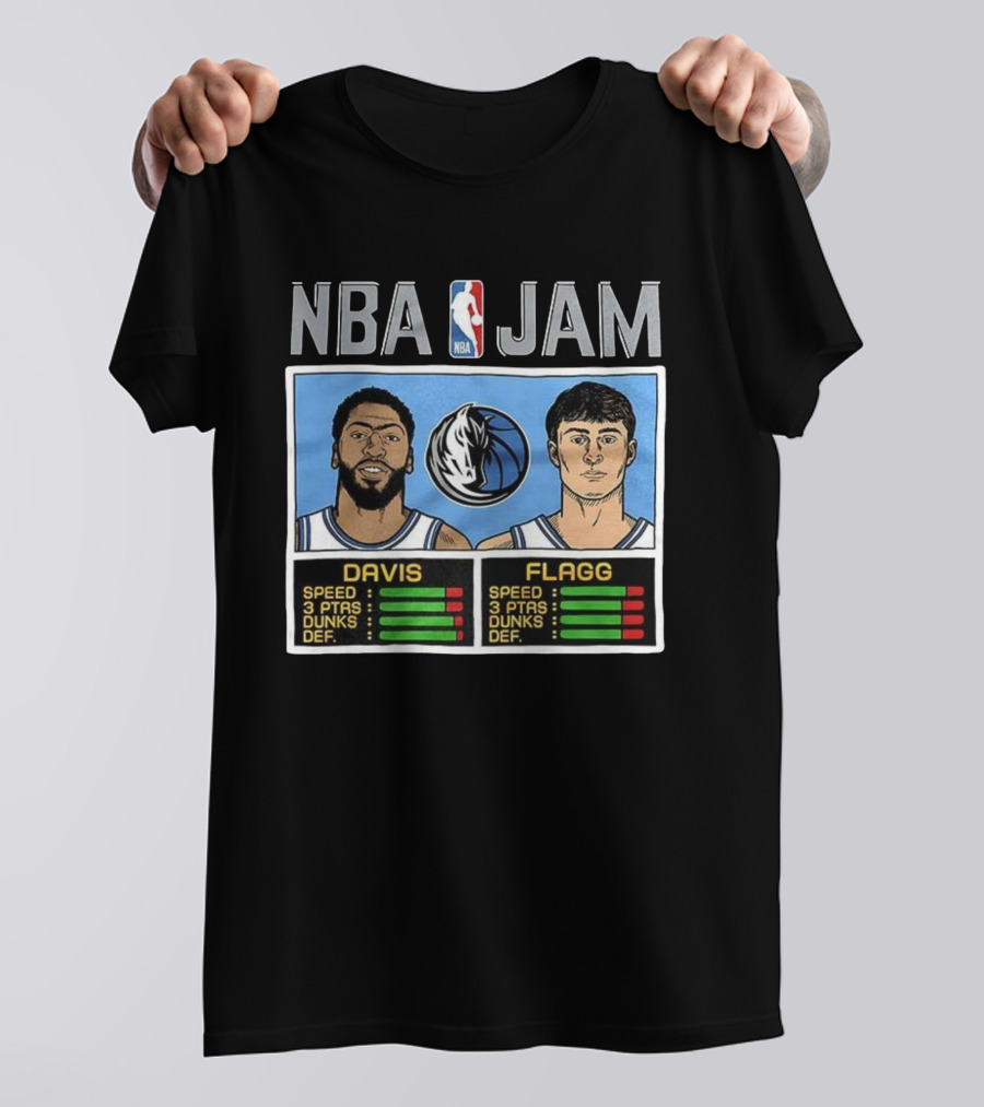 Anthony Davis Cooper Flagg NBA Jam Dallas Mavericks Retro Style T-Shirt