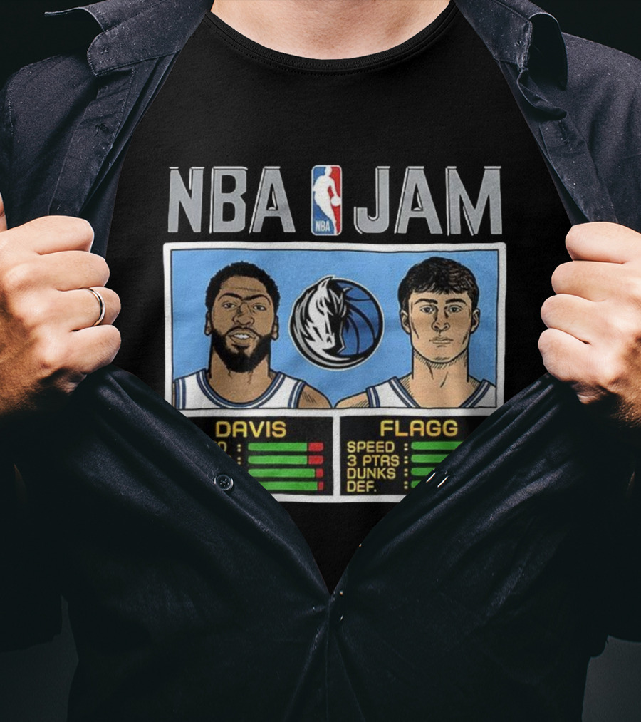 Anthony Davis Cooper Flagg NBA Jam Dallas Mavericks Retro Style T-Shirt