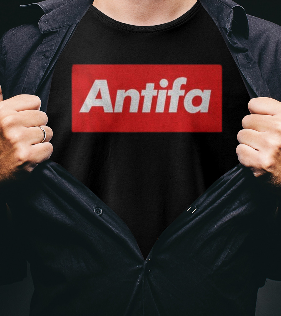 Antifa Supre American Antifascist Political Red Rectangle T-Shirt
