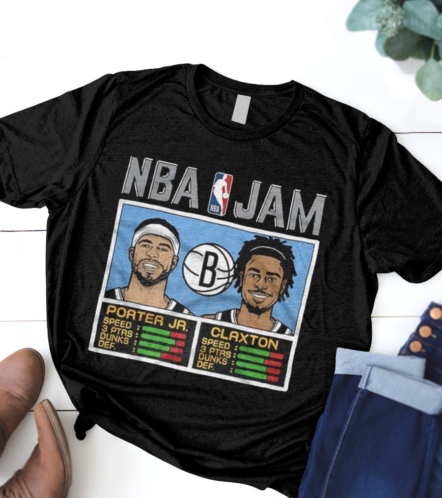 NBA Jam Porter Jr Claxton Brooklyn Nets Player Stats T-Shirt