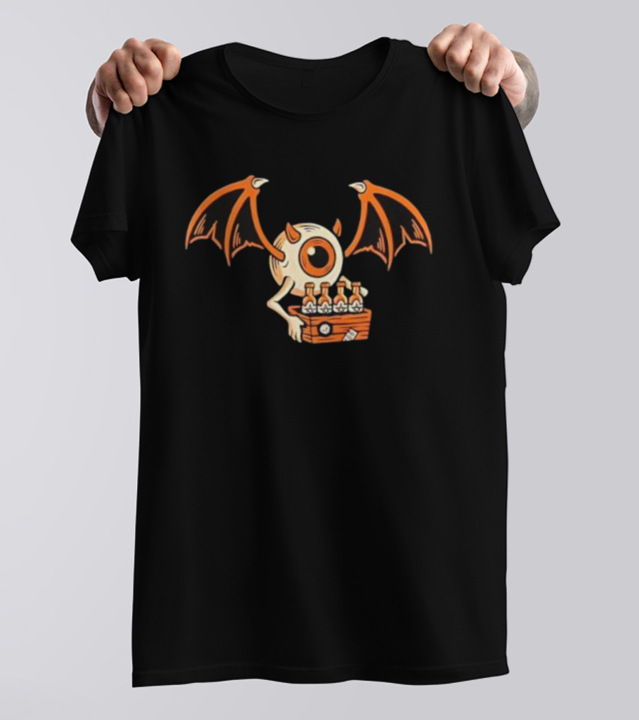 Flying Eyeball Monster With Wings Carrying Six-Pack T-Shirt