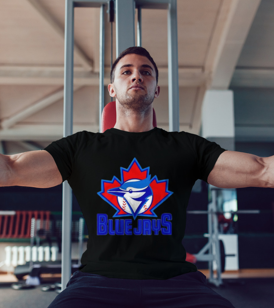 Toronto Blue Jays Emblem In Red Maple Leaf Icon Blue Jays T-Shirt