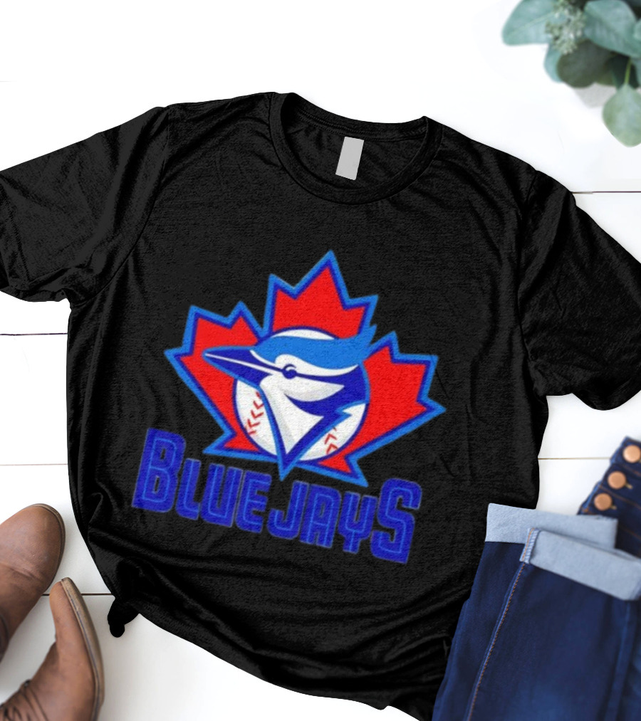 Toronto Blue Jays Emblem In Red Maple Leaf Icon Blue Jays T-Shirt