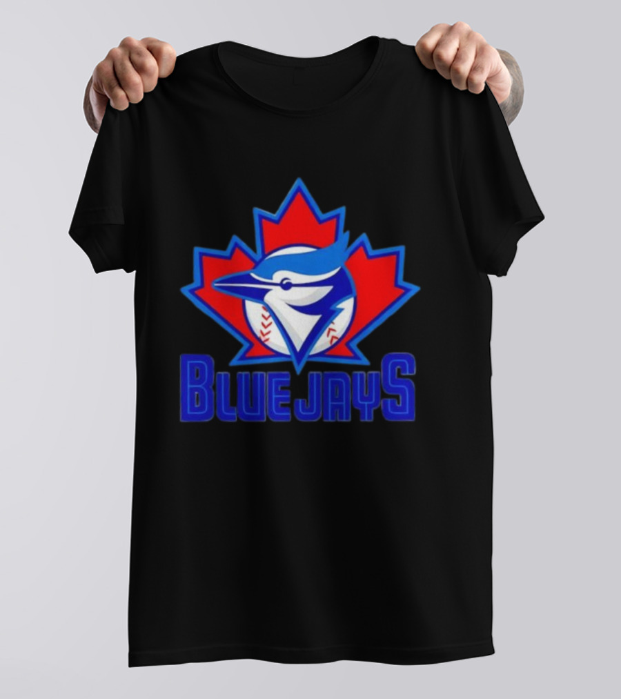 Toronto Blue Jays Emblem In Red Maple Leaf Icon Blue Jays T-Shirt