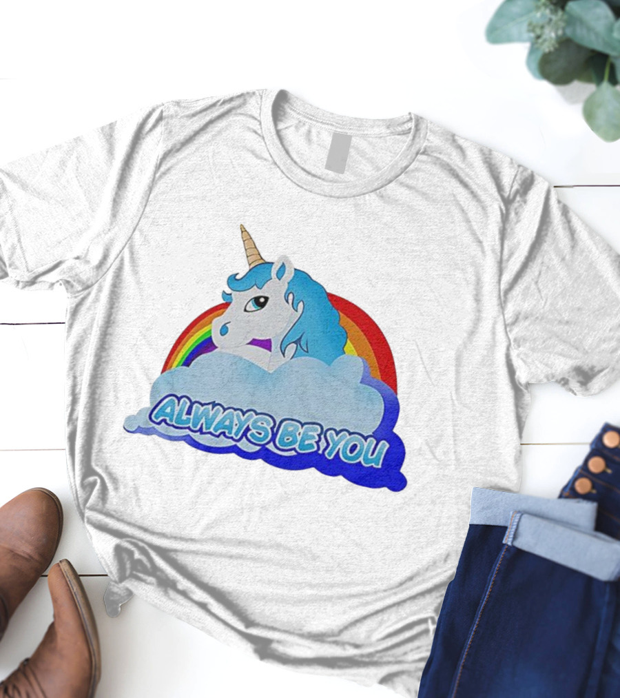 Rainbow Unicorn Always Be You Cloud Icon T-Shirt