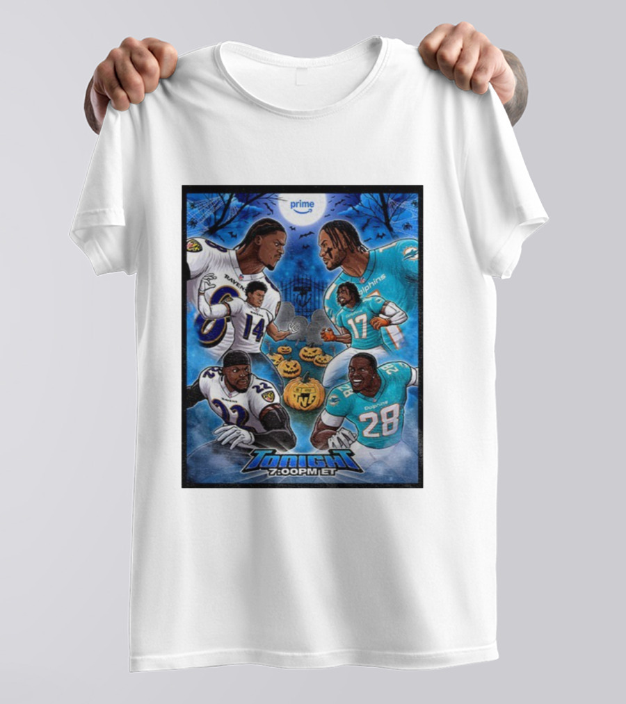 Baltimore Ravens Vs Miami Dolphins Halloween 2025 NFL Prime Tonight 7:00PM ET T-Shirt