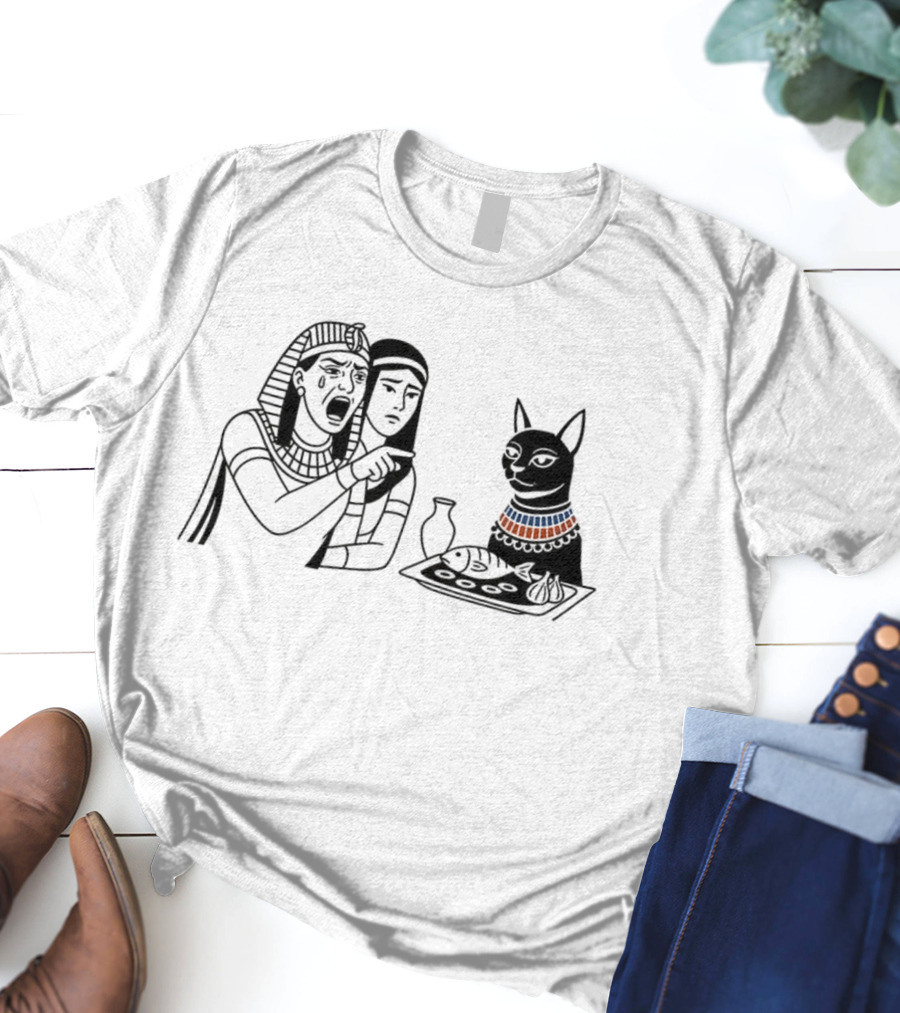 Egyptian Woman Yelling At Cat Goddess Bastet Meme Illustration T-Shirt