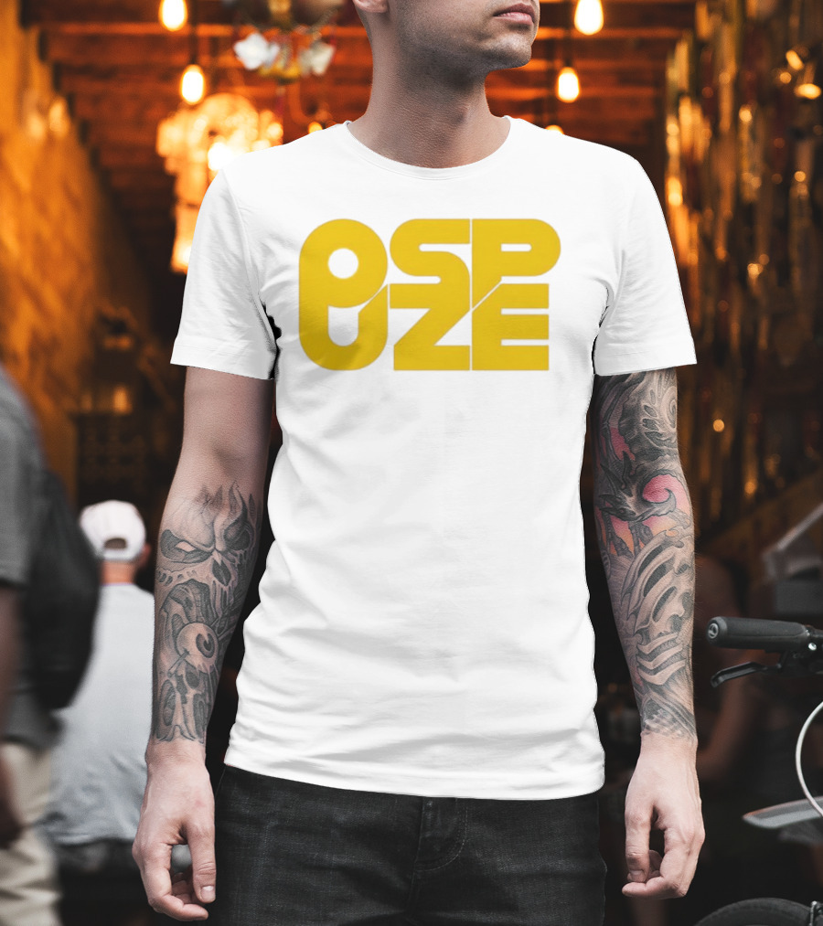 Ospuze Yellow Bold Text Logo T-Shirt