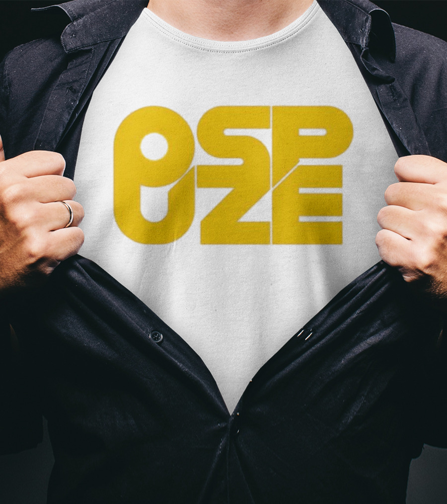 Ospuze Yellow Bold Text Logo T-Shirt