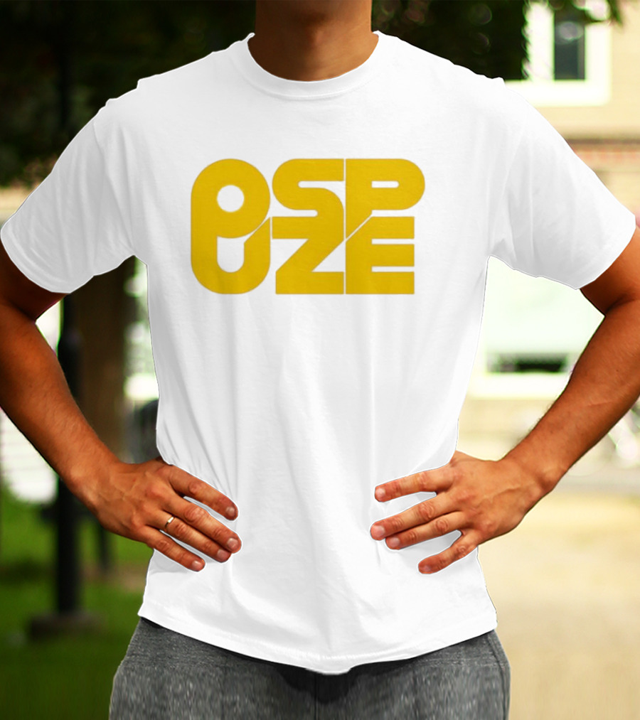 Ospuze Yellow Bold Text Logo T-Shirt