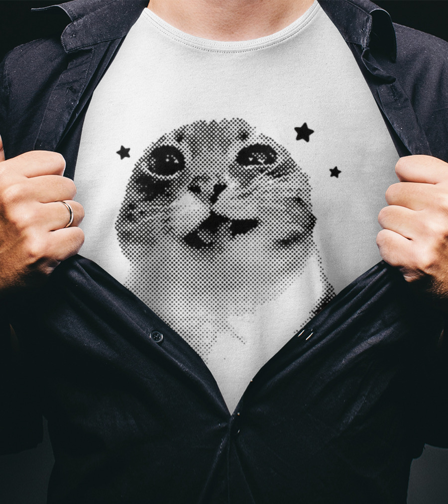 Rigby Cat Floating In Space Retro Star Meme T-Shirt