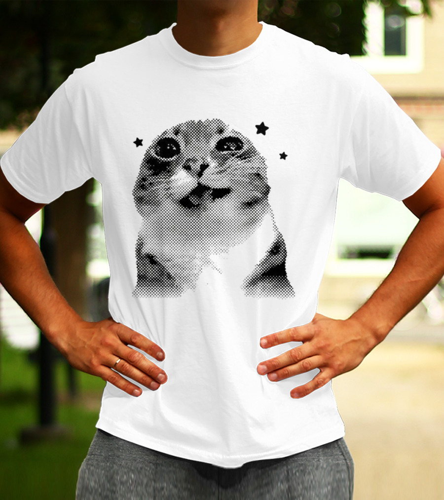 Rigby Cat Floating In Space Retro Star Meme T-Shirt