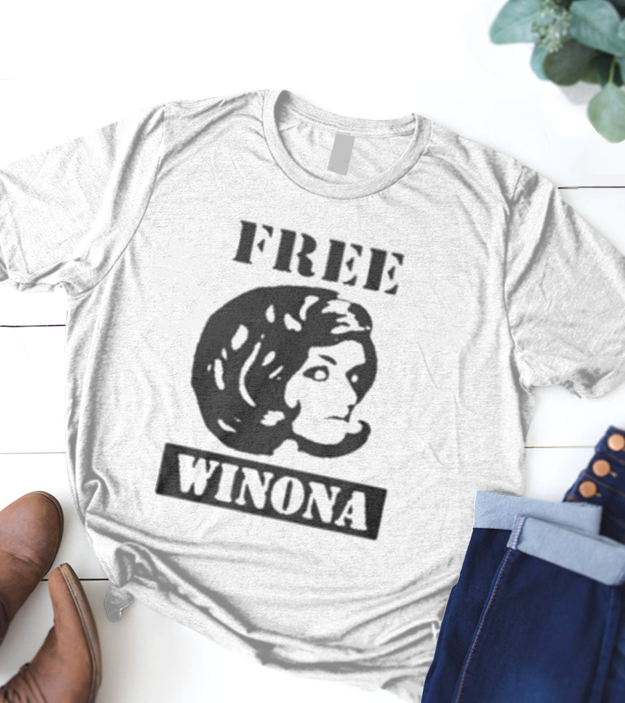 Free Winona Ryder Retro Stencil Style T-Shirt