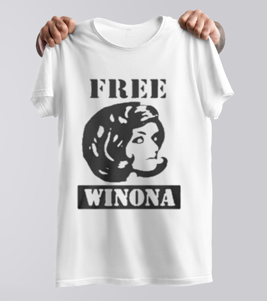 Free Winona Ryder Retro Stencil Style T-Shirt