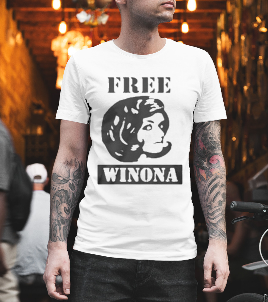 Free Winona Ryder Retro Stencil Style T-Shirt