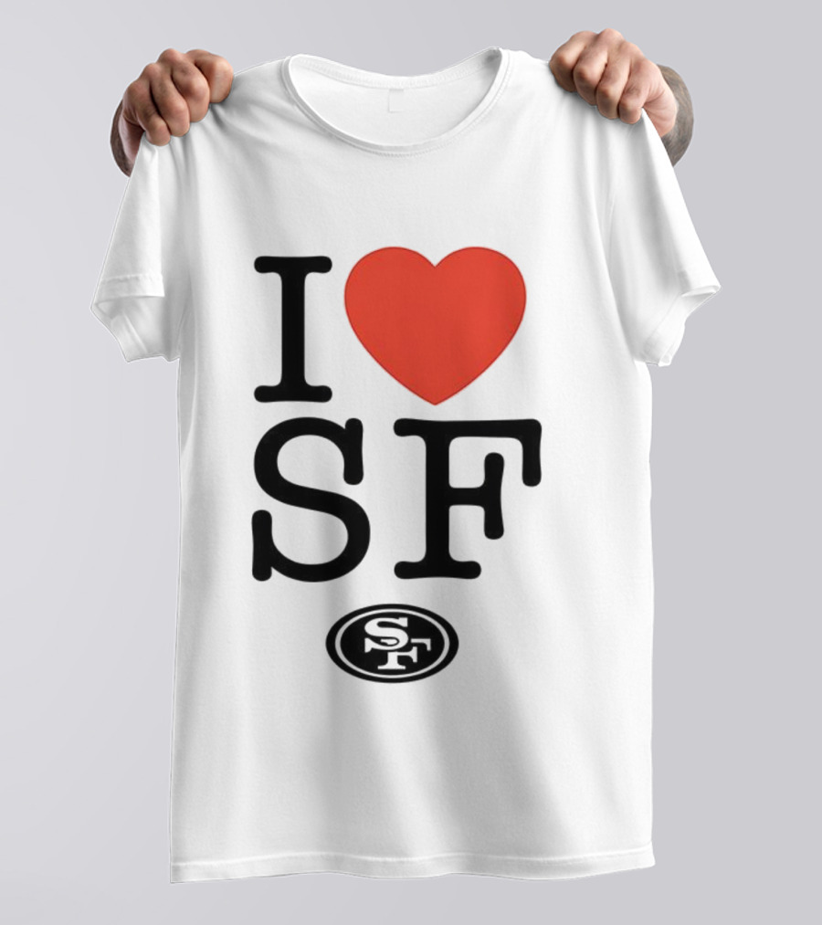 San Francisco 49ers I Love SF Heart Symbol Football Team Logo T-Shirt