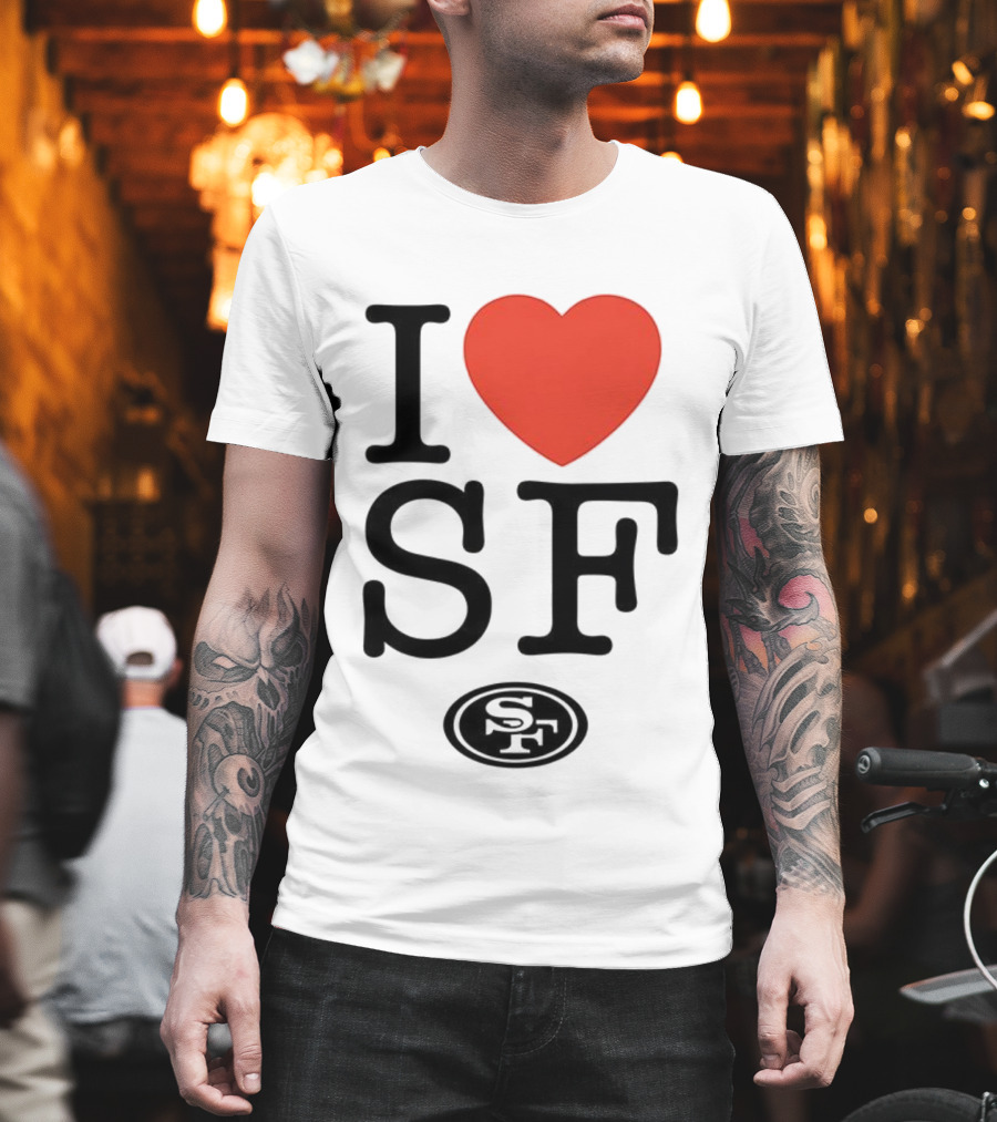 San Francisco 49ers I Love SF Heart Symbol Football Team Logo T-Shirt