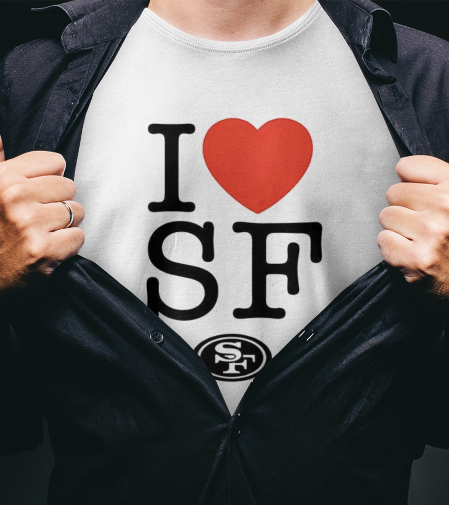 San Francisco 49ers I Love SF Heart Symbol Football Team Logo T-Shirt