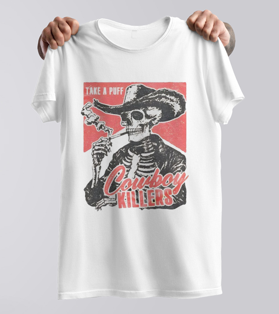 Take A Puff Smoking Skeleton Cowboy Killers T-Shirt