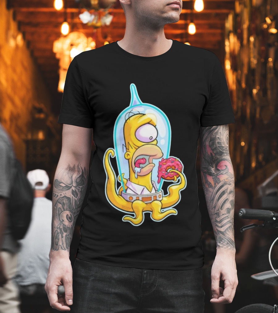 HO-MAR Simpsalien Homer Simpson BeastWreck Halloween Character Donut Space Alien T-Shirt