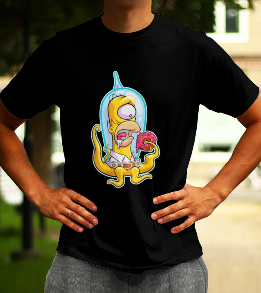 HO-MAR Simpsalien Homer Simpson BeastWreck Halloween Character Donut Space Alien T-Shirt